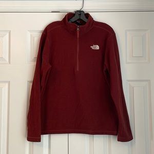 North Face Men’s Pullover Quarter Zip Up in brick red